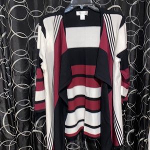 Christopher & Banks striped fly-away open-front cardigan (S) EUC!